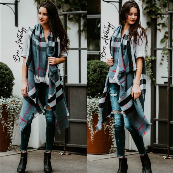 Jackets & Blazers - Plaid Waterfall Vest